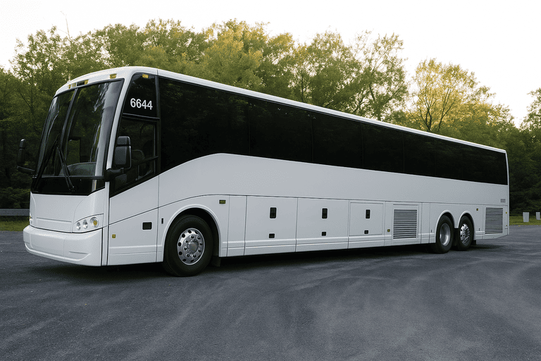 exterior of Charter Bus Rental Rancho Cucamonga coach bus